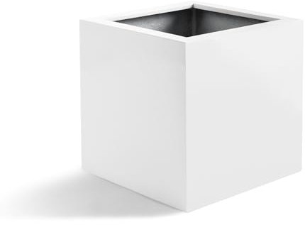 Luca Lifestyle Pflanzkübel Argento Cube Weiß Matt Quadratisch Fiberglas *5 Jahre Garantie* - 30x30x30 cm - Premium Qualität - F492