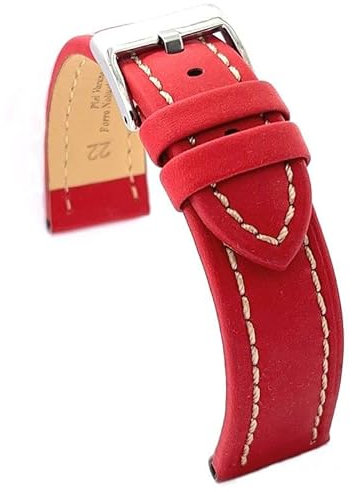 Diloy Bracelets de montre compatible avec Samsung Galaxy Watch 46mm - Watch 3 45mm en cuir. Réf. 377/22mm Rouge 22mm