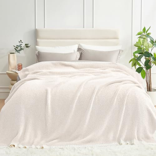 Snuggle Sac Queen-Size-Bettdecken, übergroße Bettwäsche, ultraweich, gemütlich, warm, Elfenbein, 228 x 228 cm