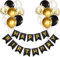 Luftballons Geburtstag Dekoration Set, Schwarz Gold Geburtstagsdeko Happy Birthday deco Banner Party Decor Geburtstag Set mit Schwarz Gold Latex Luftballons Konfetti Ballons（Schwarz&Gold）