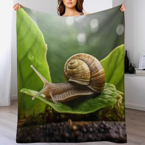 PAZZK Decke Schnecken Decke Tagesdecke - Weiche Flannel Decke Mit Muster Sofadecke - Baumwolldecke Wohndecke Sofaüberwurf Bettüberwurf(130×180cm)