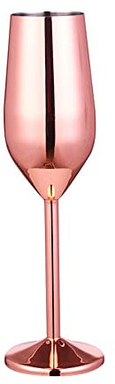 FYJL Verre A Vin Verre à champagne en acier inoxydable de 220 ml, verre à flûte à cocktail, verre à vin en métal Verres à Vin(Rose gold)