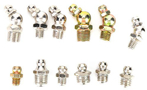 130pcs 45 Degree and Straight Type Metric Grease Fittings Kit,Brass Zerk Grease Nipple Fitting Assortment Kits,Grease Nipple Hydraulic Zerk Fitting for Hose Tube M6 M8