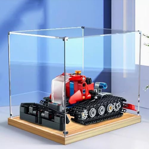 Espositore in acrilico, per modelli Lego 42148, antipolvere, trasparente, da collezione, (solo scatola espositiva) (base in rovere oro)