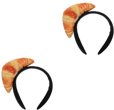 Warmhm 2St Croissant-Stirnband Festival-Haar-Accessoire Cosplay-Kostüm Kostümzubehör Lustige Haarbänder Festival Simulation Essen Haarspange Simulation Essen Stirnband für Party Stoff