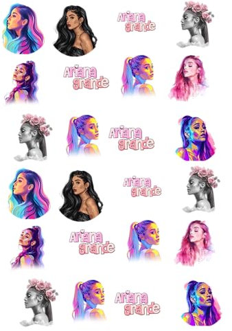Ariana Music Singer Edible Cupcake Toppers 24 Precut Ready to Use Premium Wafer Card