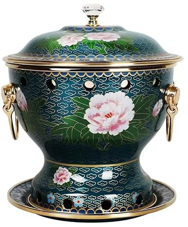 NIBHZ Shabu-shabu Shabu-shabu Olla Caliente Fuego Olla Olla Caliente Tradicional Chino Cobre Olla Vintage shabu Olla Caliente carbón Olla Cocina Sopa Olla Caliente Utensilios de Cocina,Verde
