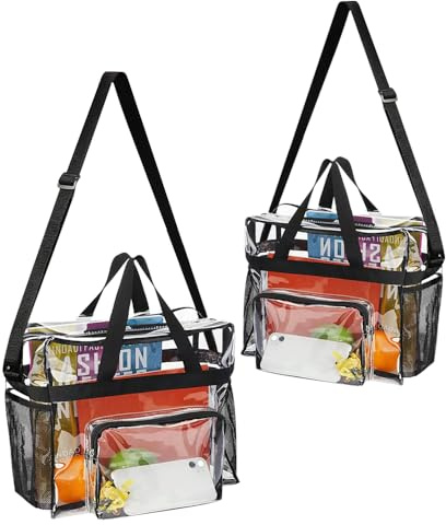 SITAKEGS 2 transparente PVC Taschen, verstellbare Umhängetasche für Stadion & Sport