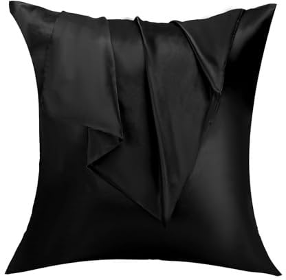 Lirex 2er Set Satin Kissenbezug 50x50cm, kissenbezüge, Weich wie Seidenkissenbezug, Satin Kopfkissenbezug Kissenhülle für Haar und Haut kommt，Oeko-TEX Zertifiziert, Schwarz
