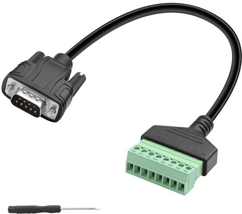 JSADZKJ RS232 DB9 a 8 pin terminale cavo di estensione,9 pin VGA maschio a 8 pin senza saldatura terminale cavo a vite DB9 a Pluggable 8 pin senza saldatura cavo terminale-1ft/30CM (DB9 Maschio)