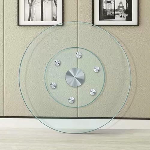 Lazy Susan Round Turntable Tempered Glass Large Turntable Diameter 50-100 cm Table Top Rotating Board Transparent 360° Rotating Serving Plate for Kitchen Dining Table Home Hotel Quiet Polished Edges
