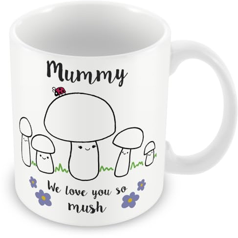MUGGZ - Mummy We Love You So MUSH - Mug - Cute Mushroom Mummy Mug - Gift for Mum - Mum 4 Children