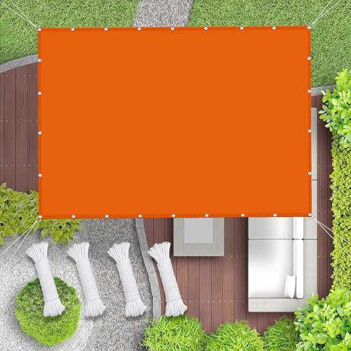 Sonnensegel mit Ösen 3 x 8 m 98% UV Schutz Windschutz Wetterschutz Sonnenschirm Segel Markise mit Kostenlosem Seil für Garten Balkon, Orange