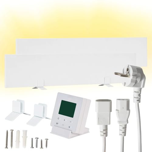 Dalsys Anti-Schimmel-Heizung 60W 12 x 60 x 1,3cm, 2 Panel Schimmelentferner für Wand & Bad, Infrarot-Heizung gegen Schimmel mit Smart Timer, IP44 zertifiziert