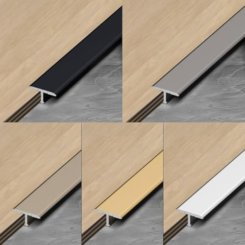 15 22 25mm Breite Übergangsprofil Alu T-Form Übergangsschiene Wasserdicht Bodenübergangsstreifen Schwarz Gold Ausgleichsprofil für Türen/Fliesen/Türschwellen(Silver,2.5CM(0.98IN))