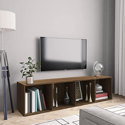 Snsowed Bücherregal/TV-Schrank, Raumteiler Regal, Standregal, Bookcase, Bücherwand, Büroregal, Regalbrett, Bookshelf, Braun Eiche 143x30x36 cm Holzwerkstoff