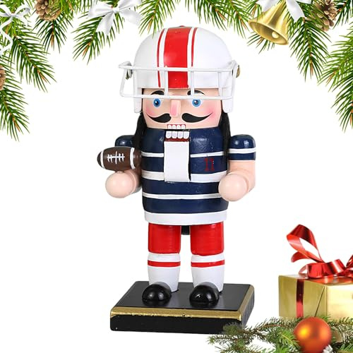 Nussknacker-Figuren – 15,2 cm, Tisch-Spieler, Sport-Themen-Spieler für Weihnachtsdekoration, Holz-Sammelstück, Urlaubsdekoration mit Baseball-Fußball-Design, perfekt für Kaminsims, Schreibtisch