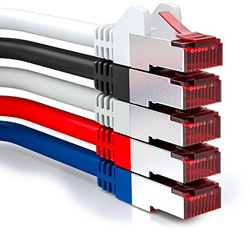 deleyCON 5x 0,25m CAT6 Patchkabel S/FTP PIMF Schirmung CAT-6 RJ45 Netzwerkkabel Ethernetkabel LAN DSL Switch Router Modem Access Point Patchfelder - Mehrfarbig
