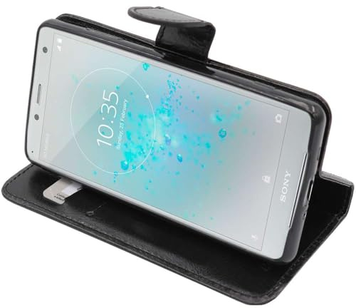 ebestStar - kompatibel mit Sony Xperia XZ2 Compact Hülle Kunstleder Wallet Case Handyhülle [PU Leder], Kartenfächern, Standfunktion, Schwarz [Phone: 135 x 65 x 12.1mm, 5.0'']