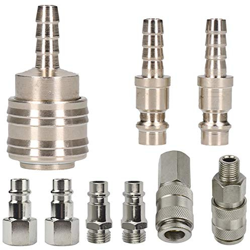 Euro Air Hose Connector Fitting Quick Release Pack Threaded & Hose Tail Barb