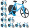 Relaxdays 10x Tagliapizza Bicicletta, Rotella per Pizza a Forma di Bici, Cutter da Cucina in Acciaio Inox, Tagliapasta, Blu