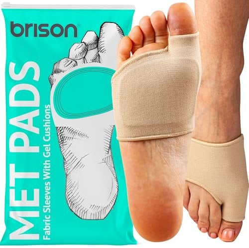 Brison Podiatrist-Designed Metatarsal Pads for Women & Men - Ball of Foot Cushions for Pain Relief Metatarsalgia Morton's Neuroma Calluses 1 Pair (Beige, Medium)
