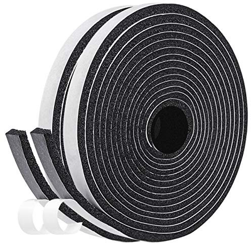 fowong Schaumstoff Selbstklebend Klebeband 12mm(B) x6mm(D) Türdichtung Dichtband Klimaanlage Kollision Siegel Schalldämmung Kompriband Gesamtlänge 8m (2 Rollen je 4m lang) Schwarz