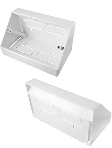 K M Electronics® 2 Gang Socket PATTRESS Back Box 45 Degree Angled Surface Mount Work Bench White