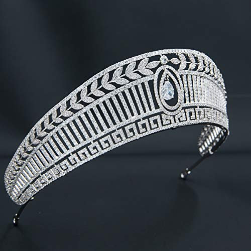 Die preußische oder hellenische Tiara, Silberkristall Brautdiademe, Kronen haarschmuck für Sammlerstücke CH10356