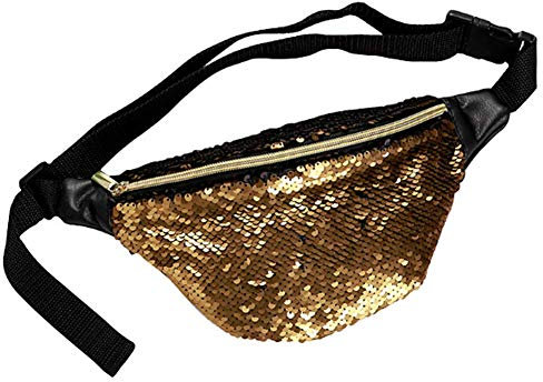 Molinter Hüfttaschen Bauchtasche Gürteltasche Damen Paillette Glitzer Sporttasche für Frauen Mädchen Kinder (Gold)