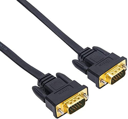 DTech Cable VGA delgado de 1,8 m para monitores de ordenador, estándar de 15 pines macho a macho, cable SVGA plano para escritorio