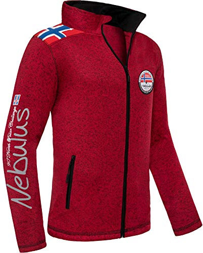 Nebulus Herren Fleecejacke NORKY, warme Fleece Jacke, mit langem Full-Zip Reißverschluss, rot meliert - L