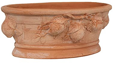 Biscottini Vaso Cesta Cestina Ciotola in Terracotta Vaso da Fiori Fioriera Contenitore per Giardino, da esterno da interno Made in Italy L33xPR14xH20 cm