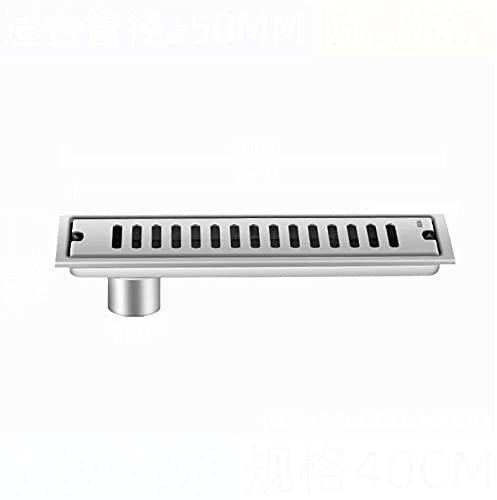 Duschrinne Großes Kaliber Siphon mit Geruchsstop und Haarfilter Bodenablauf linear 20-100cm kann auswählen Badezimmer Duschablauf sehr flach Edelstahl Ablauf für Badezimmer (40cm)