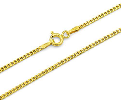 Panzerkette 925 Sterling Silber vergoldet 1,7mm breit Länge wählbar 40 45 50 55 60 cm Silberkette Halskette Damen Gold (50)