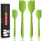 FloweryOcean 4 Silikon Spatel Hitzebeständig Spatulas BPA Frei Silikon Teigschaber Set Nicht-Stick,Einem Kern Edelstahl und Nahtloses Einteiliges Design Spachtel für Küche, Backen und Kochen (Grün)