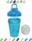 A Small Pure Pacific Blue Shaker Bottle 12Oz/400ml w. Measurement Marks & Stainless Whisk Blender Mixer Ball,BPA Free,Made of PP5,-4~248 °F,Perfect for Nutrition/Protein/Keto/Juice Powder Shaking
