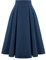 Belle Poque Damen lässig hohe Taille plissiert A-Linie Midi-Rock mit Tasche Marineblau#2150 M
