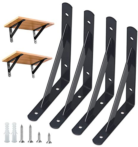 4 Stück Regalhalterungen Schwerlast-Träger 90 Grad Wand-Winkel Regalhalterung Metall Regalträger mit Schrauben Wand Regalträger Eisen Regalwinkel für Winkel Regal (150×95mm),Schwarz