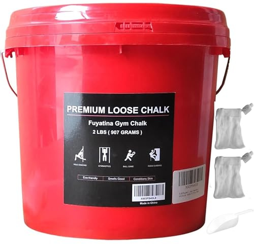 Fuyatina 2LBS Bucket Loose Gym Chalk, Professional Climbing Chalk, Includes 2LBS Premium Chalk Powder 2 Chalk Bags, Multi-Purpose for Rock Climbing Chalk, Gym Chalk, Weight Lifting Chalk Workouts