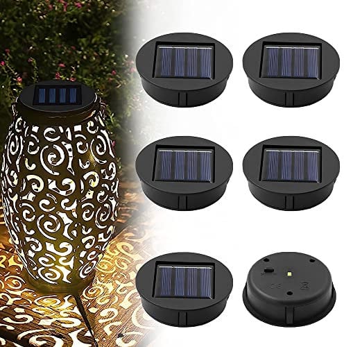 LUFEIS Solarleuchten Ersatz Top mit LED, 6 Stück Solar Ersatzdeckel 8 cm für Solarleuchte Außenlaternen, LED Solarpanel Laterne, Wasserdicht Solarleuchten Ersatzteile für Garten Auße Decor (6)