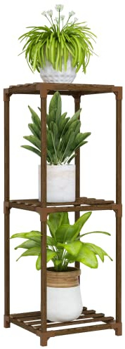 Bamworld Small Plant Stand Indoor 3 Tier Plant Shelf Outdoor Corner Plant Holder for Multiple Pots Single Plant Stand for Patio Balcony Garden