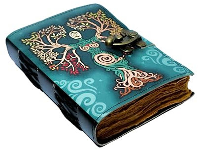 ARTISTRY ARTS Leeres Zauberbuch der Schatten, Tagebuch, mit Verschluss, Requisite, Vintage, handgefertigt, Leder, Tagebuch, geprägt, Gebet, heidnisch, antikes Hexerei, Wicca-Notizbuch, 17,8 x 12,7 cm