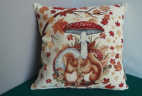 Sandner Kissenhülle Gobelin Herbst - Fliegenpilz 45 x 45 cm Kissenbezug Sofakissen Dekokissen, 1 Stück