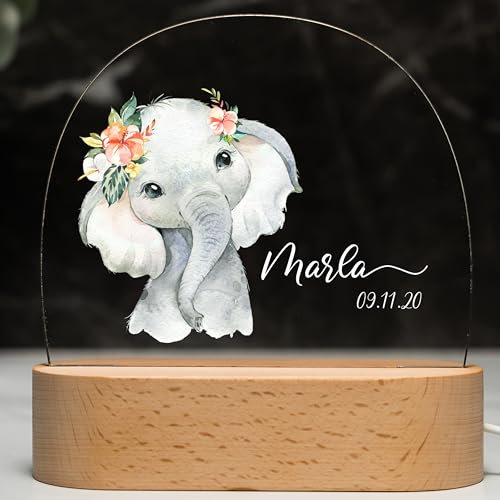Kidsmood - Nachtlicht Kinder mit Wunschnamen, personalisierte Nachtlampe dimmbar - Mit niedlichem Tiermotiv als Personalisierte Geschenke Kinder zur Taufe, Geburt, Ostern & Babygeschenke