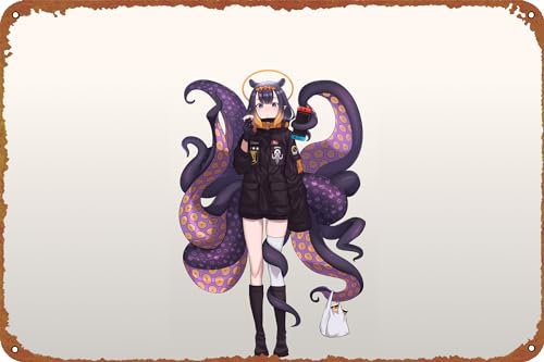 Tentacle Virtual Youtuber Hololive Ninomae Ina'nis Kreatives Blech-Logo, Vintage-Poster, Bar, Café, Büro, Restaurant, Wanddekoration, Zuhause, Tür, Garten, Geschäft, Club, Logo, Geschenk, 30,5 x 20,3