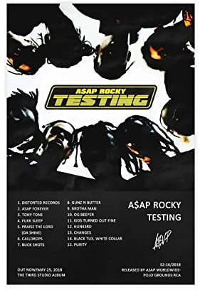 MEZUMI Rapper A$AP Rocky Testing Album Cover Leinwand Poster Schlafzimmer Dekor Sport Landschaft Büro Zimmer Dekor Geschenk Unrahmen-Stil 50 x 75 cm