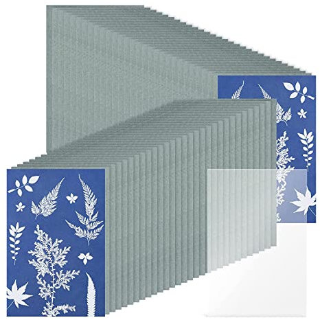 Steowsey 61 Stück Cyanotypisches Papier Kit für Solardruckpapier, Empfindlichkeit für Zeichenpapier Solar Natürliches Druckpapier für Sonnendruck (5,9 x 3,9 )