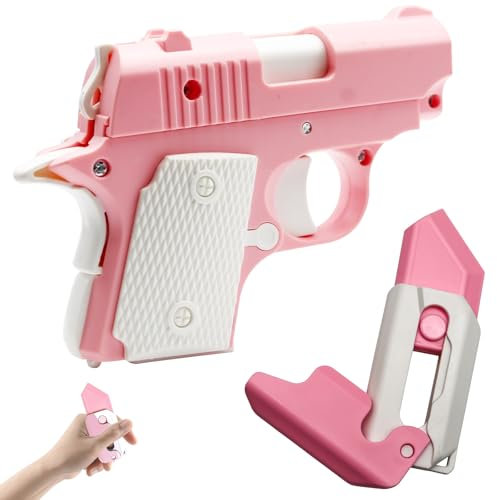 MILIAFLICK Fidget Toy Pistole 3D-Drucken Zappelmesser Sensory Toys Fingerspiele Set Plastik Spielzeug Fidget Toy Pistole Rettich Knife Toy für Kinder und Erwachsene Figit Spielzeug (Rose)