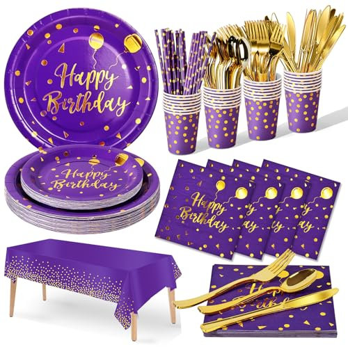 Nkaiso Compleanno Stoviglie per Feste Arcobaleno 161 Pezzi Stoviglie Carta Set Include Piatti di Carta Tovaglioli Tazze di Carta stoviglie, Adatto a Tutti i Tipi di Feste a Tema(20 Ospiti)